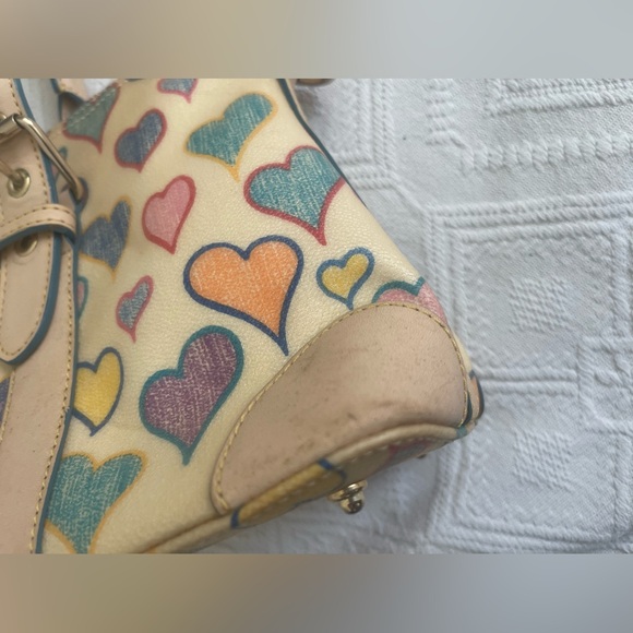 Vintage Dooney & Bourke RAINBOW ZIPPER heart shoulder bag - Picture 4 of 15